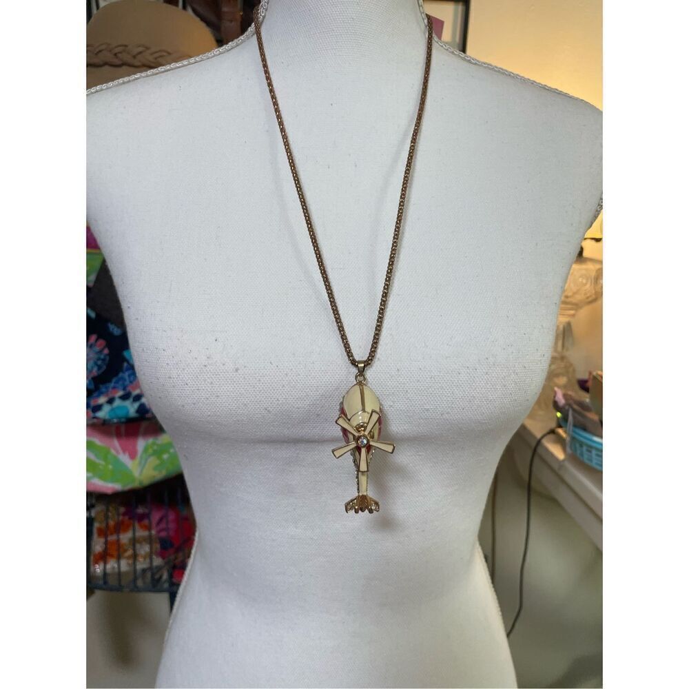 NWT BETSEY JOHNSON RHINESTONE HELICOPTER CHOPPER NECKLACE 3D & Propeller Spins